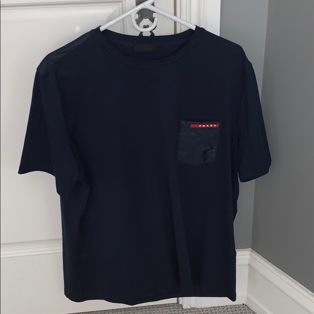 Navy Prada Pocketed T-Shirt